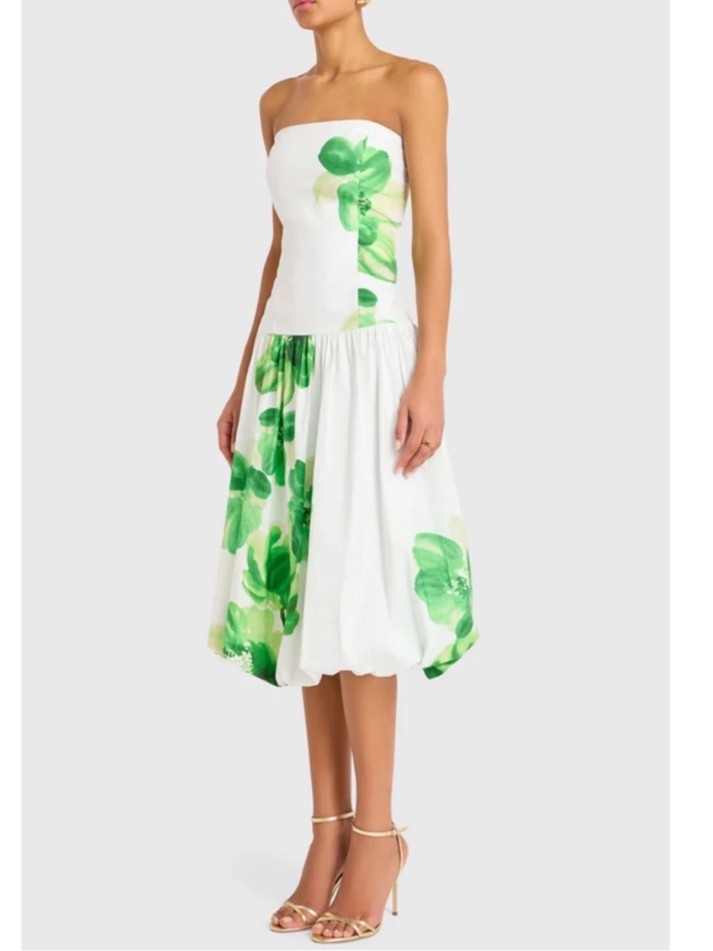 Amanda Uprichard White and Green Strapless Dress